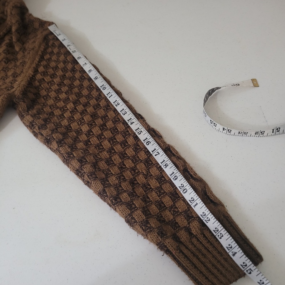 Vercini Size XL Full Zip Buckle Cardigan Mens Brown Cable Knit Sweater - Picture 10 of 10
